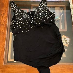 NEW Swimsuits for all Bathing Suit 1pc 24W Black Gold NEW